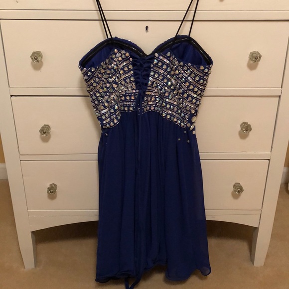 Blue sequins homecoming dress - Picture 4 of 7
